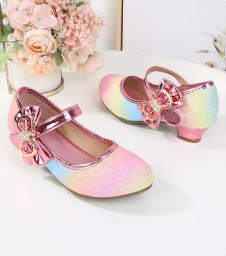 Girls Glitter Princess Mary Jane Pumps Low Heel Wedding Party Dress Shoes Special Occasion Footwear for Toddler/Little Kid4