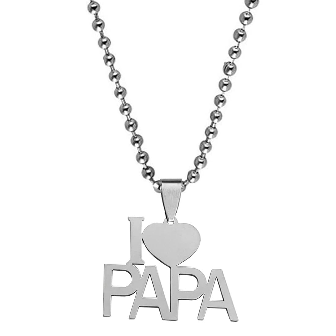 I Love You Papa Text Word Silver Stainless Steel Pendant Necklace Chain For Men And Women-image-34