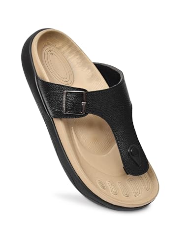 Image of HEALTH FIT Extra Soft Premium Classic Cushion Sliders /with Adjustable Buckle Strap & Light Weight Anti-SkidWaterproof Luxurious Slippers for Men's HF121