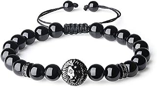 coai Men's Beaded Lion Charm Stone Bracelet