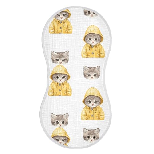 vvfelixl Muslin Burp Cloths Kitten Wear Cute Raincoat Baby Washcloths for Baby Girl Boys 2 Pack