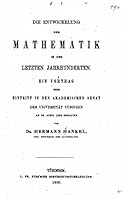 Die Entwickelung Der Mathematik in Den Letzten Jahrhunderten 3743624877 Book Cover