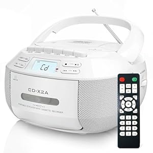 Greadio CD-X2A Tragbarer CD-Player Boombox Weiß