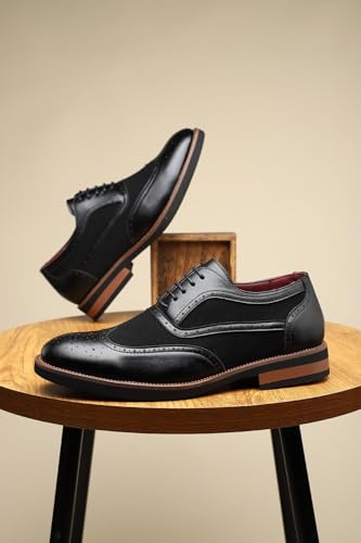 Men's Wingtip Brogue Lace Up Casual Oxfords Breathable Lace-up Pu Leather Soft Sole Dress Shoes for Business4