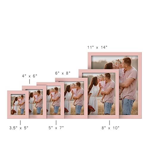 Renditions Gallery 6X8 Inch Picture Frame High-End Modern Style, Made Of Solid Wood And High Definition Glass Ready For Wall And Tabletop Photo Display, Pink Frame #TOP7