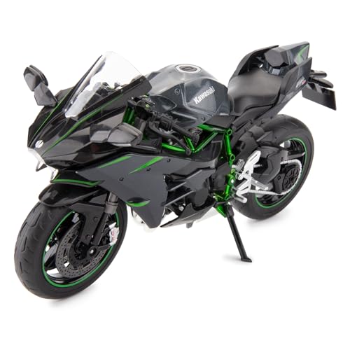BDTCTK Compatible for 1:9 Kawasaki Ninja H2R Motorcycle DieCast Model, Suspension and Free Roller, Toy Car, Motorcycle Collection, Gift Black