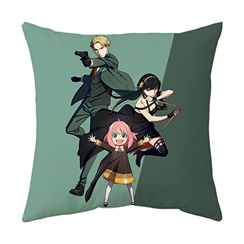 YRSHENG Spy×Family Kissenbezüge, Anime Charakter Umarmungskissen Bezug, Druck KissenhüLle Geschenk für Freunde Familie Begleiter-N||45 * 45cm Cover