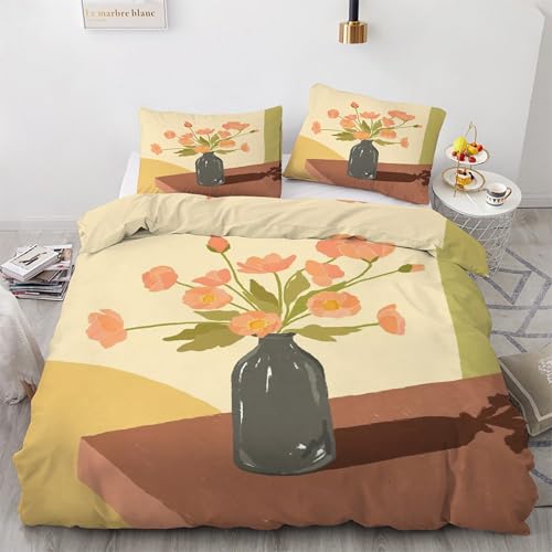 Housse de couette 240 x 260 fleur microfibre avec taies d'oreiller lit adulte - 2