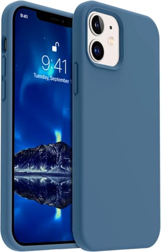 Image of Premium Liquid Silicone Case for iPhone 12 & 12 Pro - Slim Full Body Protective Back Cover with Soft Microfiber Lining, Anti-Slip Grip Scratch Resistant Phone Case(Storm Blue)