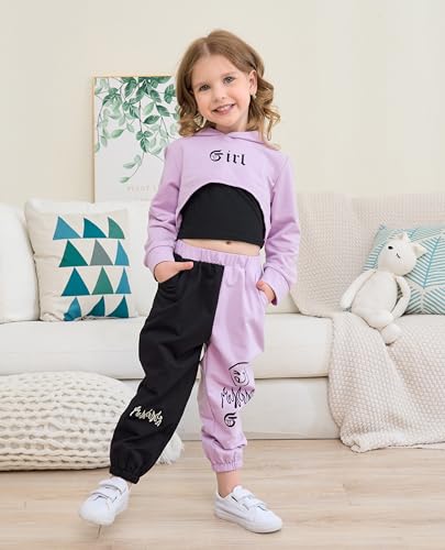 Kid Toddler Girls Clothes Outfits Letter Graphic Hoodie Sweatpants Cami Top 3PC Fall Winter Pant Set3