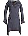 Produktbild Vishes - Alternative Bekleidung - Langarm Lagenlook Elfenkleid aus Eco Fleece mit Schnürung und Zipfelkapuze grau 36