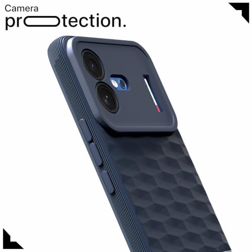 Image of Pikkme Back Cover for Nothing Phone 4b 5G Camera Protection 3D Hexa Cube Design Silicone Protective Bumper Case (Blue)