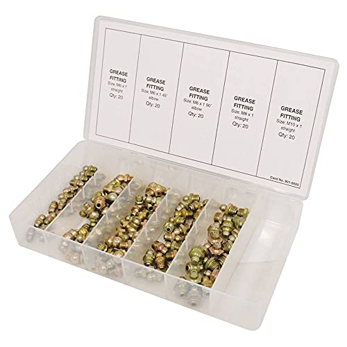Image of Stens 415-248 Metric Grease Fitting Kit 100 pieces Includes, 20 of M10 x 1 Straight, 20 of M6 x 1 45 Elbow, 20 of M6 x 1 90 Elbow, 20 of M6 x 1 Straight, 20 of M8 x 1 Straight