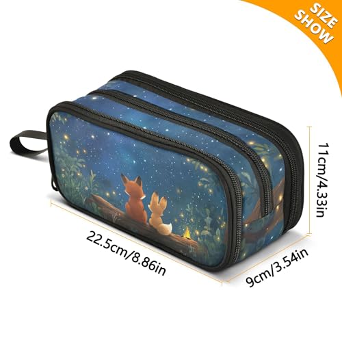 Image of Pencil Case Large Pen Bag with Zipper Cute Cartoon Fox