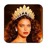 Fashband Corona de hojas doradas, diadema de María, diosa, hojas, coronas, tocado de fiesta, novia, cosplay, disfraz de Halloween