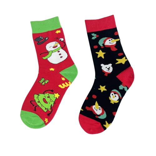 JINGTOPS Kinder Weihnachtssocken Paar（2er Set）, Weihnachtsmann...