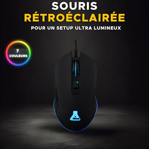 The G-Lab - Kult Helium Souris Gamer Filaire USB - Capteur Optique 800 à 6400 DPI, Rétroéclairage LED 7 Couleurs, 6 Boutons - Souris Gaming Confortable et Légère - Compatible PC PS4 Xbox One PS5 – Image 6