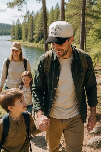 Image of Waldeal Best Papa Hat, Fathers Day Birthday Gifts for PAPA Grandpa Dad | World's Best Papa Trucker Hat, Adjustable Cotton Snapback Two Tone Papa Baseball Cap, Gifts for Papa for Any Occasion
