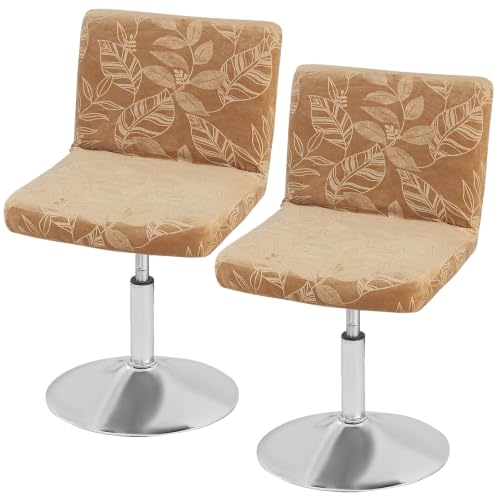 Image of FUANGUI Bar Stool Covers with Backs, 2 Pack Stretch Bar Stool Chair Covers | Embossed Silver Fox Fleece Bar Stool Covers,Washable Bar Chair Covers Swivel Barstool Slipcovers,15