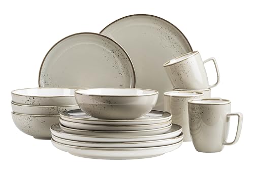Il servizio combinato convince per il suo design visivo in stile vintage e le moderne forme rotonde di piatti, tazze e ciotole