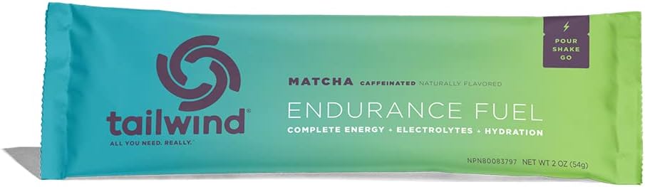Tailwind Nutrition Grab-and-Go Caffeinated Endurance Fuel, Hydration Drink for Athletes, Single Serving, Matcha Green Tea, Pack of 12