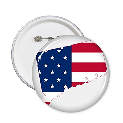Broches drapeau USA et écusson Connecticut, badges ronds grand format pour customisation textile