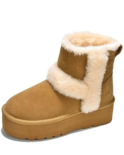 Project Cloud Genuine Suede Winter Boots for Women - Memory Foam Platform Non-slip Ankle Footwear - Fall Shoes 2025 (Furby)