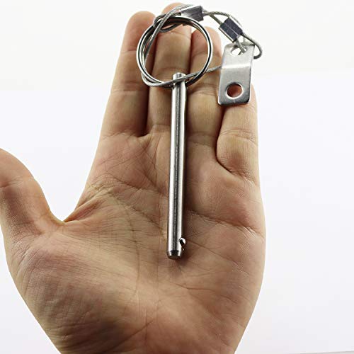 4Pieces Of Quick Release Pin 1/4" Diameter, Usable Length 2.4"(61Mm), Total Length 3"(76Mm) Full 316 Stainless Steel, Bimini Top Pin, Marine Hardware #TOP4