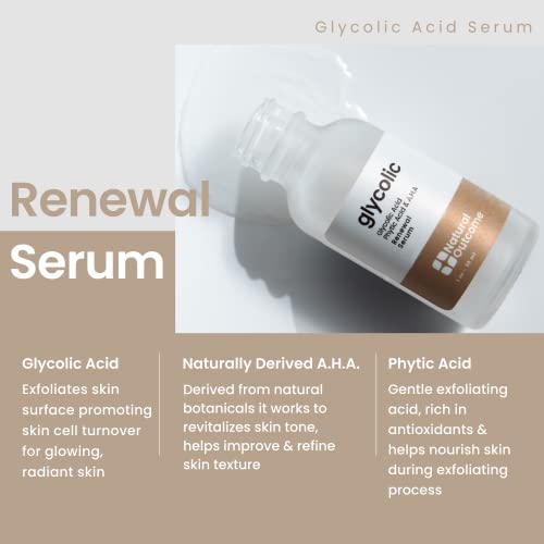Natural Outcome Glycolic Acid / Aha 12% Renewal Serum | Anti-Aging Exfoliating Facial Serum | Increases Cell Turnover Leaving Behind Smoother Skin | Clarifies Acne And Rejuvenates Skin | 1 Oz #TOP5