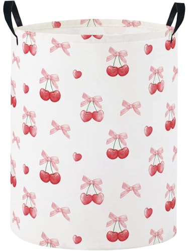 Image of Baby Laundry Basket Baby Nursery Hamper Kids Laundry Basket Toy Storage Bin for Boys Room Decor Gift Baskets for Bedroom Bathroom(Cherry)