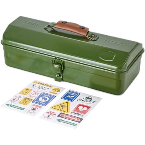 Caja De Herramientas De Metal Portátil Con Pegatinas, Multifunción De Hierro, Almacenamiento De Herramientas De Reparación Con Pestillo
