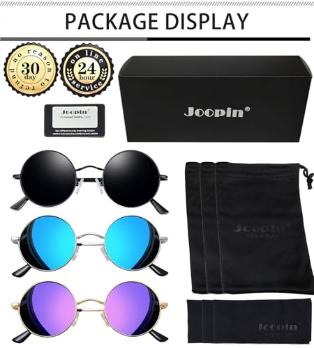 Joopin Óculos de sol redondos hippie para mulheres e homens, óculos de sol com proteção UV400, G06-p