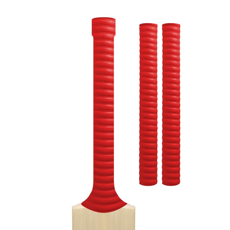 Cricket Bat Grips โ Premium Rubber Cricket Bat Grip Tape for Maximum Hold & Shock Absorption (5, Red, Coil)
