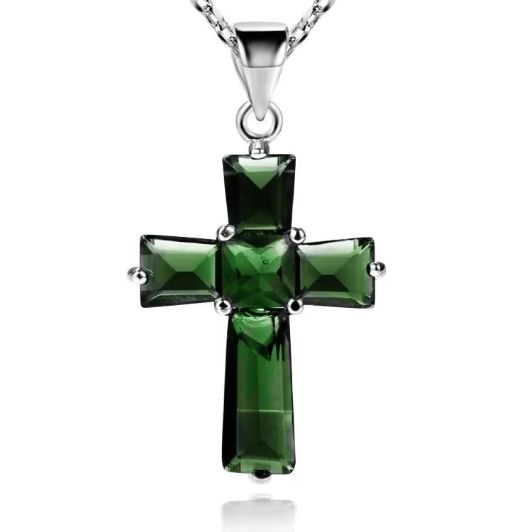 YZYSHHX Pendenti con smeraldi s925 collane di Colore streling peridoto di Smeraldo Turchese bizuteria per Uomo Donna Made in China