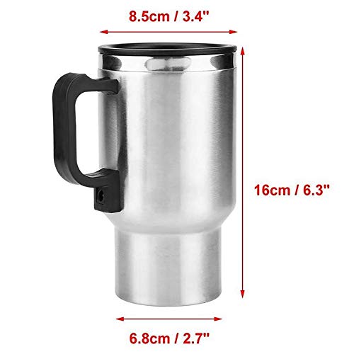 Image of Oshotto 12V Stainless Steel Car Heating Kettle /Mug, Travel Friendly electric Tea /Coffee maker Compatible with Tata Bolt (300ml)