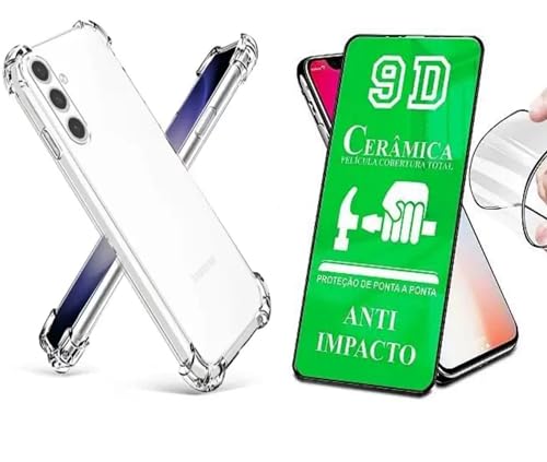 Kit Capa Capinha Case Anti Impacto e Película Ceramica 9D Compatível Samsung Galaxy M15 A15