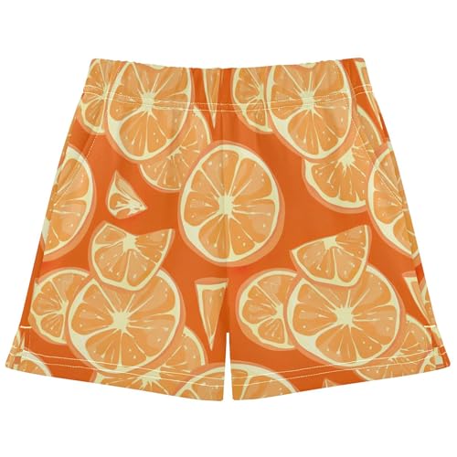 Girls Athletic Lounge Shorts Youth Cartoon Orange Slices Print Comfy Pajama Summer Clothes, X-Small