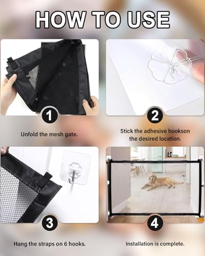 FUGLUS 1 Stück Treppenschutzgitter Ausziehbar,Tierschutzgitter,Türschutzgitter Ohne Bohren,Türgitter Hunde,Hundeschutzgitter, Hundetürgitter für Treppen,Flure,Küchen,Drinnen(110x72 cm)