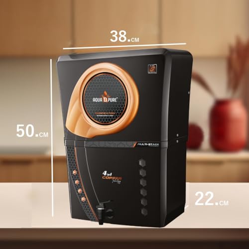 Image of AQUA D PURE 4x Technology with Bio Copper Zinc Alkaline Purification, 10 Stage RO Water Purifier with UV, UF, TDS Adjuster and 12 Liter Storage Tank, Best for Home and Offices
