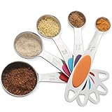 Magnetic Measuring Spoons Set Stainless Steel Measuring Spoons,Tablespoon Measuring Spoon for Dry and Liquid Ingredients (5, Colorful)