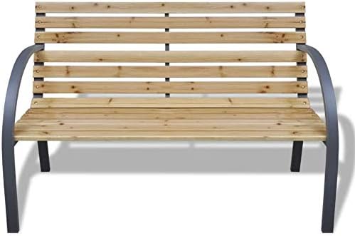EBTOOLS Banco de Jardín Infantil, Banco con Respaldo con Listones de Madera Hierro Fundido, 120 x 62 x 82 cm
