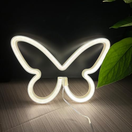 Image of 1 Pcs Butterfly Neon Signs,USB or 3-AA Battery Powered Neon Light or Party, Birthday, Wedding, Bedroom Wall Bar, Bedroom, Indoor