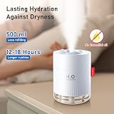Vintoney nawilżacz powietrza do sypialni, 500 ml, USB, ultradźwiękowy, cichy, przenośny, do domu, jogi, biura, 2 filtry