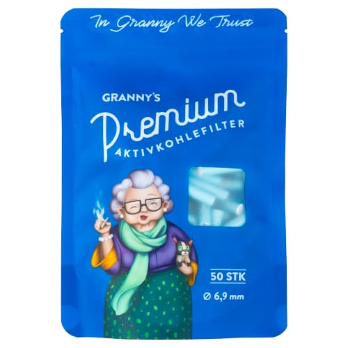 Grannys Exclusive Aktivkohlefilter | 50 Stück | Ø 6 9 mm Filtertips | Vegane Kokosaktivkohle | Blau | Kohlefilter für Selbstdreher