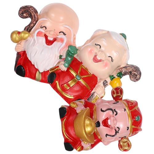 Gatuida Adornos para Tartas No Comestibles 3 Piezas Figuras Miniatura Chinos de Resina para Decoración de Cumpleaños Ancianos Tradicionales para Pasteles y Bonsáis