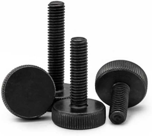 2pcs M10 30mm HD Big Flat Head Knurled Hand-twist Screws Bolts Knob Screw Adjustment Bolt Thread Nails Carbon Steel BLACK GB835 - (Size: M10x30mmxD30x8.5mm)