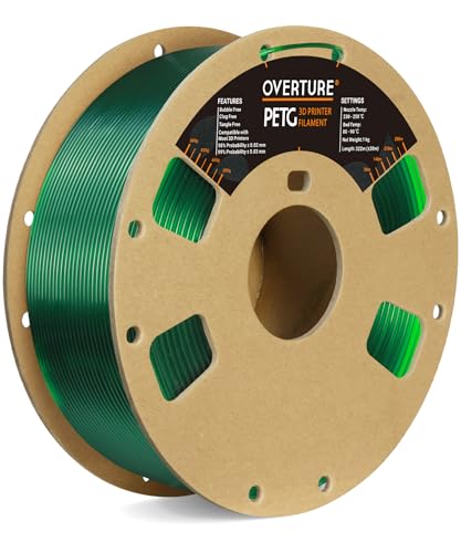 OVERTURE Clear PETG Filament 1.75mm, PETG Transparent Green,1kg Filament(2.2lbs), Dimensional...