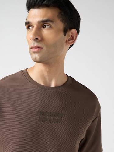 Image of TECHNOSPORT Men Printed Oversized Round Neck T-Shirt with COTFLEX, Dry Fit Sports Tee, Oversized Activewear T-Shirt for Gym, Running, Sports & Casual Wear