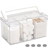 Tecbeauty Large Qtip Holder Cotton Balls, Swabs Storage Bathroom Canister, Makeup Organizer, Hand...