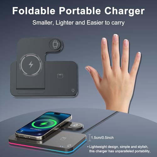 3-in-1 Wireless Charging Station for iPhone, Apple Watch, and AirPods Pro 2 with 18W Fast Charger